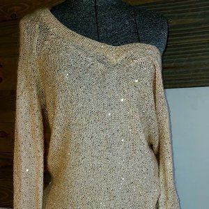 long sweater gold sequin